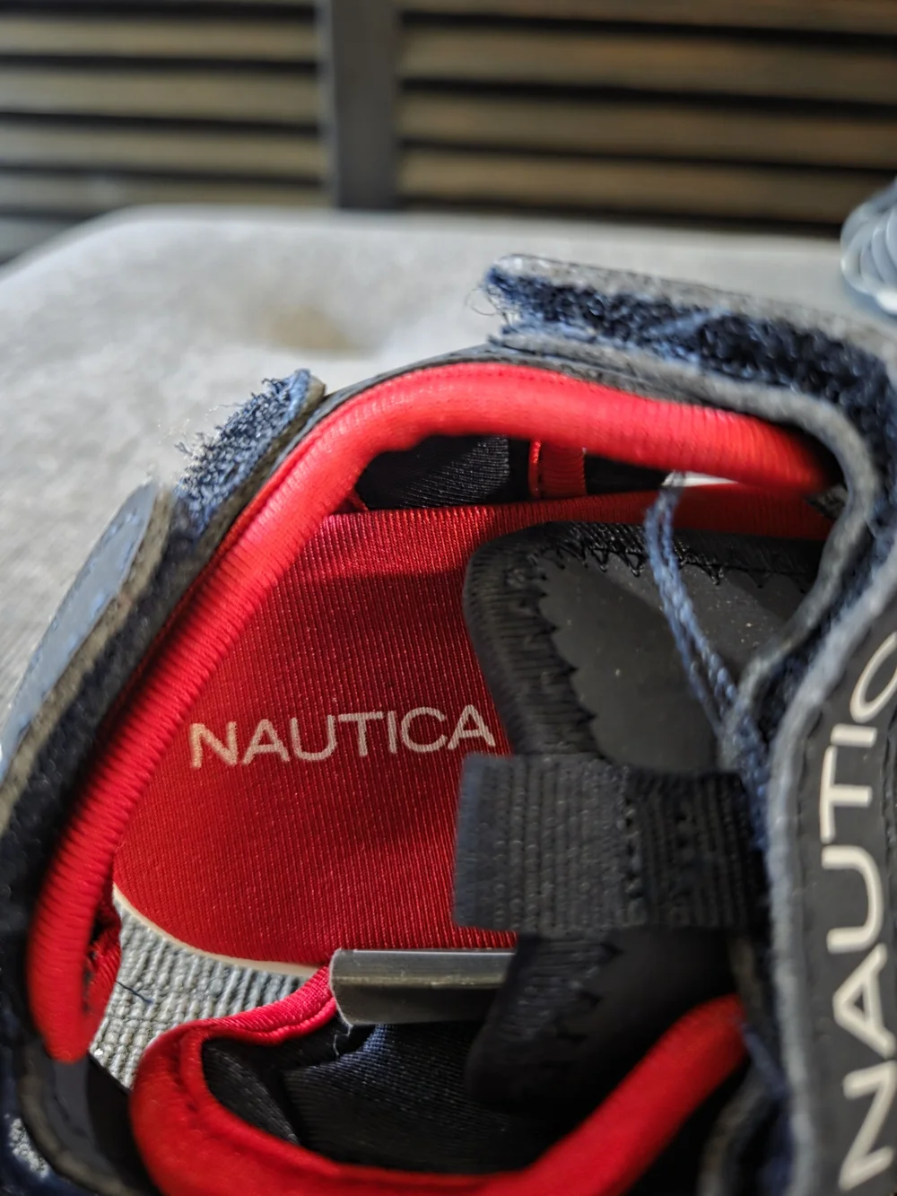 NAUTICA Toddler Boys Black Red Velcro Close Sandals Size 9 Close-Toe
